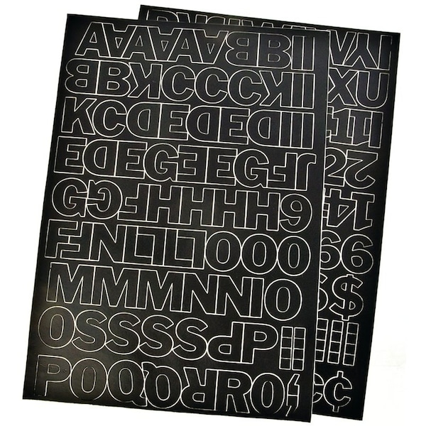 Hy-Ko DieCut Number and Letter Set, 1 in H Character, Black Character, Black Background, Vinyl 30033 - main