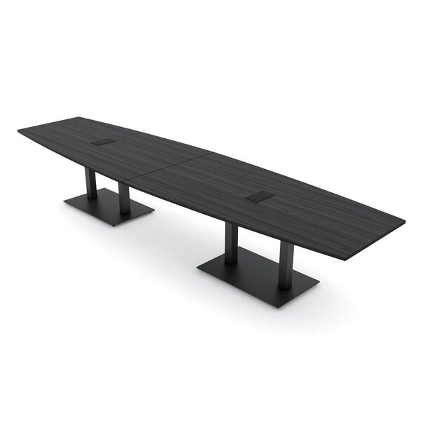 Skutchi Designs Boat Conference Table With Power Unit, 48 in W, 168 in L, Grey HAR-BOT-48x168-DOU.BK-WA7949-EBLK - main