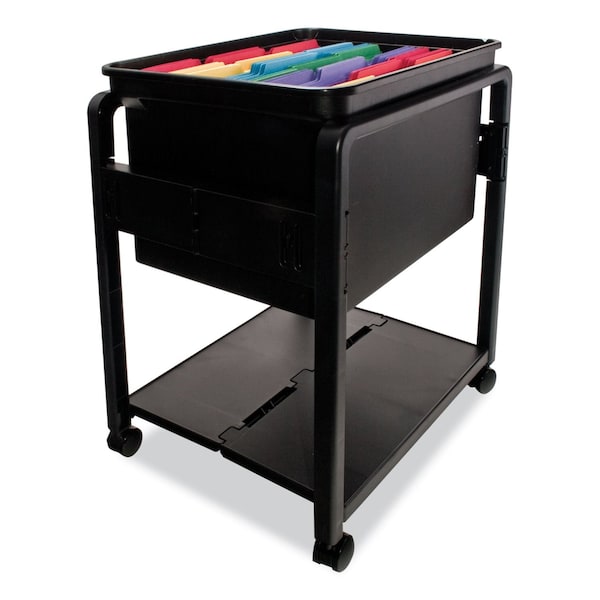 Advantus Folding Mobile File Cart, Clear/Black, Plastic, 18.5" D, 21.75" H, Black/Clear AVT-55758 - main