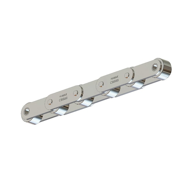 Senqcia Hi-Max Conveyor Series Double Pitch Riv Lg, 10 ft OAL, 1.25P, .75 Dia x 3/8 W, 304SS C2052SSHMRB - main
