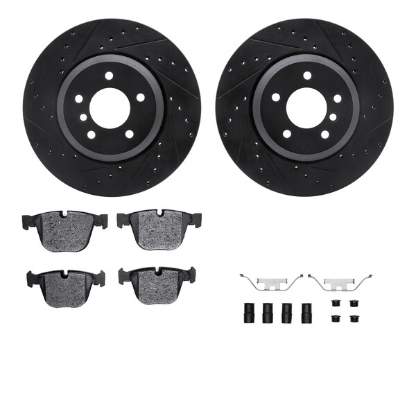 Dynamic Friction Co DFC Rotors-Drilled & Slotted-Black w/ EURO 5000 Ceramic Brake Pads Incl Hdw 8612-31060 - main