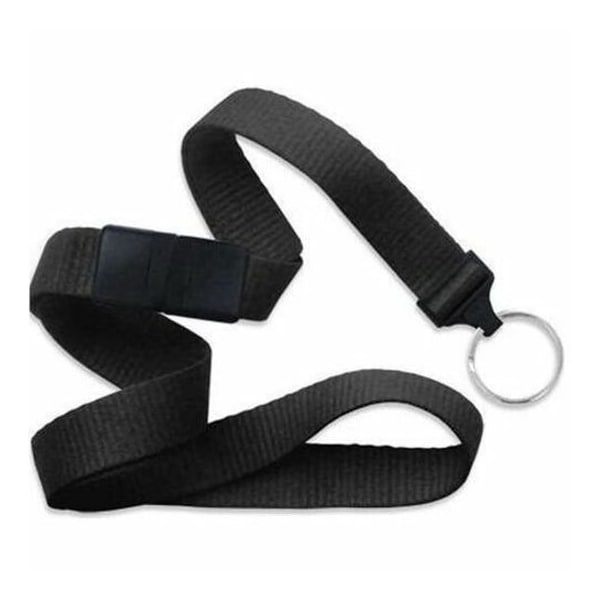 Brady LANYARD STANDARD, BLACK, 5/8in FLAT WOVEN BREAK-AWAY LANYARD W/NICKEL PLATED STEEL, SPLIT RING 2138-3651 - main