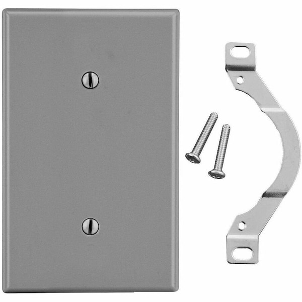 Hubbell Wiring Device-Kellems Blank Strap Mount Wall Plate, Number of Gangs: 1 Plastic, Satin Finish, Graphite P14GY - main