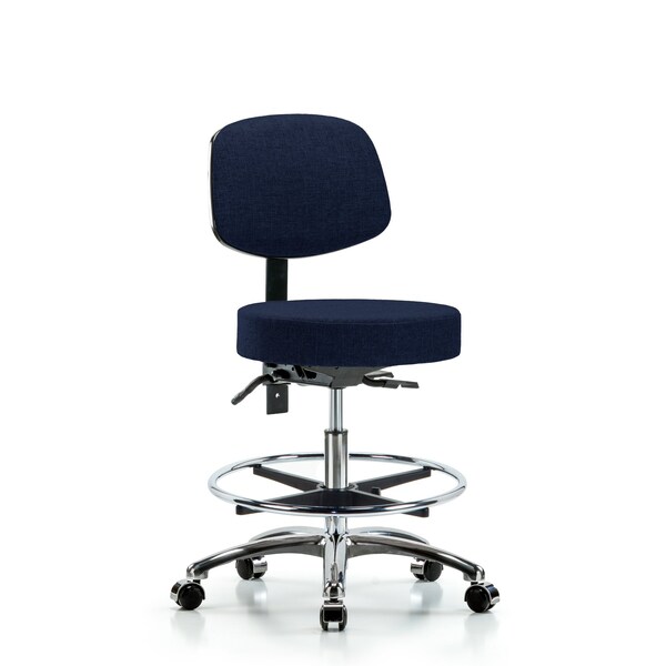 Blue Ridge Ergonomics Bench Stool, Med, Fab, Bk Chrm, CF, CastNav BR-FMBST-CR-T0-CF-CC-F45 - main