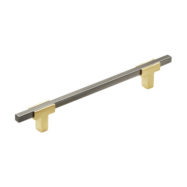 Amerock Urbanite 6-5/16 in 160 mm Center-to-Center Brushed Gold/Black Chrome Cabinet Pull BP778160BGLBCR - main