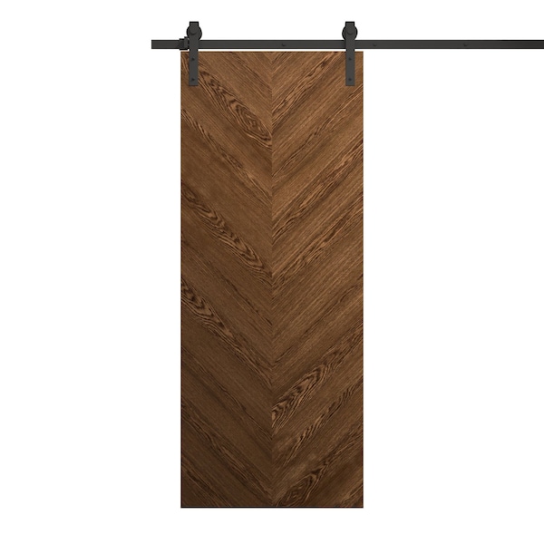 Sartodoors Modern Barn Door 30 x 80 inches, Ego 5005 Cognac Oak Veneer, 6.6FT Rail Track Heavy Hardware Set , EGO5005BD-B-DKO-30 - main