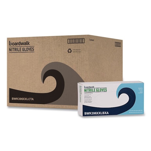 Boardwalk Disposable Nitrile Gloves, 396 Series, Powder-Free, XX:, 4.4 mil Thick, 9.5" Long, Black, 1000PK 396XXLCTA - main