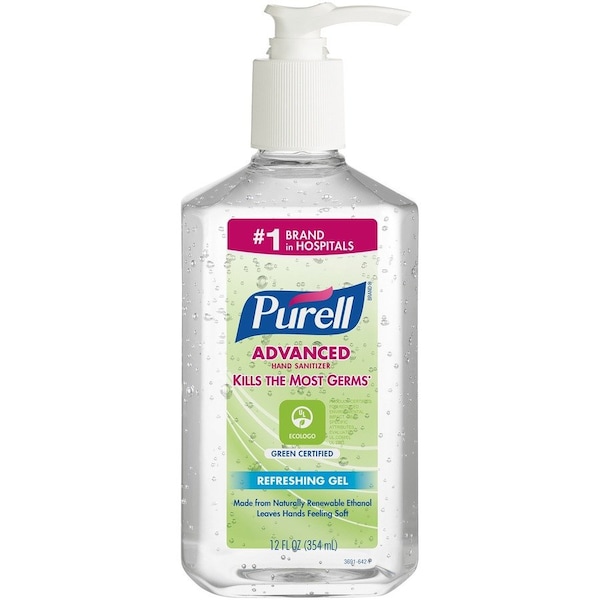 Purell Hand Sanitizer, Green Certified, Gel, 12oz Pump Bottle 3691-12 - main