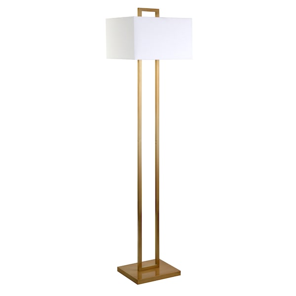 Homeroots 68" Brass Traditional Shaped Floor Lamp With White Frosted Glass Rectangular Shade 523374 - main