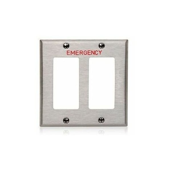 Leviton Decora Wallplate, Gang 2, Brushed Stainless Steel 84409-E40 - main