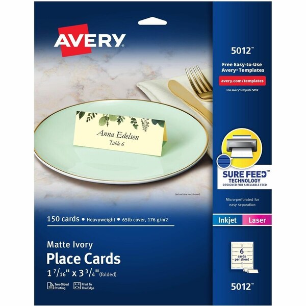 Avery Ivory Place Cards, Two-Sided Prin, PK150 5012 - main