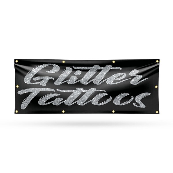 Signmission Glitter Tattoos, 36 Inch x 96 Inch, Vinyl Banner B-96-30670 - main