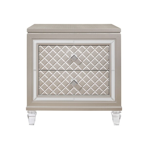 Homeroots 26" Solid and Manufactured Wood And Mirrored Glass Nightstand 384037 - main