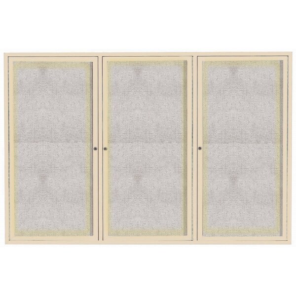 Aarco Outdoor Illuminated Enclosed Bulletin Board w/ Al Frame, Powder Coated Ivory, 48''Hx72''W ODCC4872-3RIIV - main