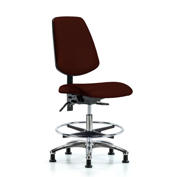 Blue Ridge Ergonomics Bench Chair, Vinyl, Med, Bk, CF, Glds, Burg, No Arms, 22" to 29" Height, Burgundy BR-VMBCH-MB-CR-T1-A0-CF-RG-8569 - main