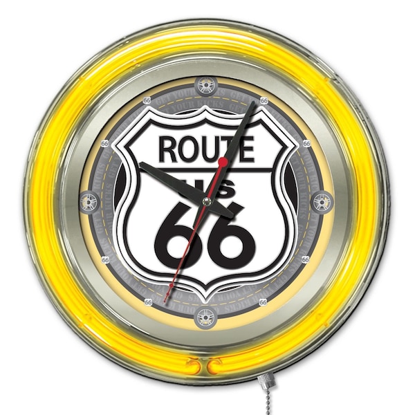 Holland Bar Stool Co Route 66 Double Neon Ring, 15" dia. Logo Clock Clk15Route66 - main