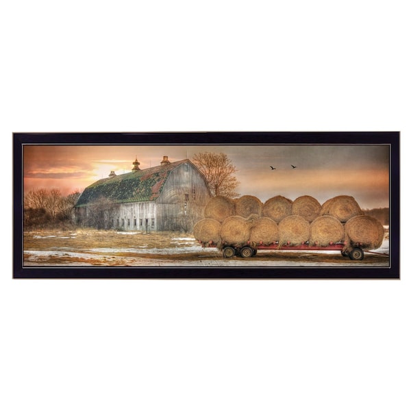 Homeroots Sunset on the Farm 1 Black Framed Print Wall Art 415407 - main