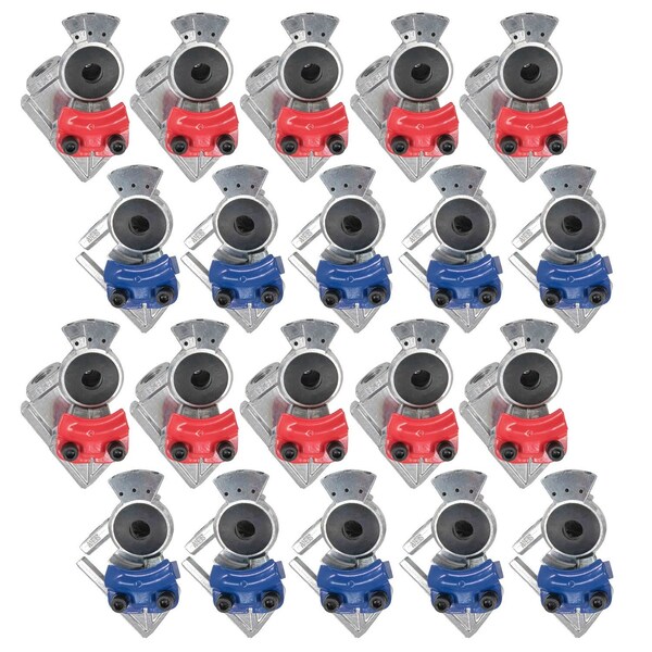 Mytee Products 20 Pcs 37 Degree Angle Glad Hand for Semi Trucks Trailers Aluminum (Red & Blue), 10PK MP-ABGH-AMESx20 - main