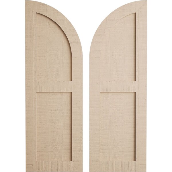 Ekena Millwork Rough Cedar 2 Equal Flat Panel w/Quarter Round Arch Top Faux Wood Shutters, 18W x 48H, PR SHUFPQ18X48RCPR - main