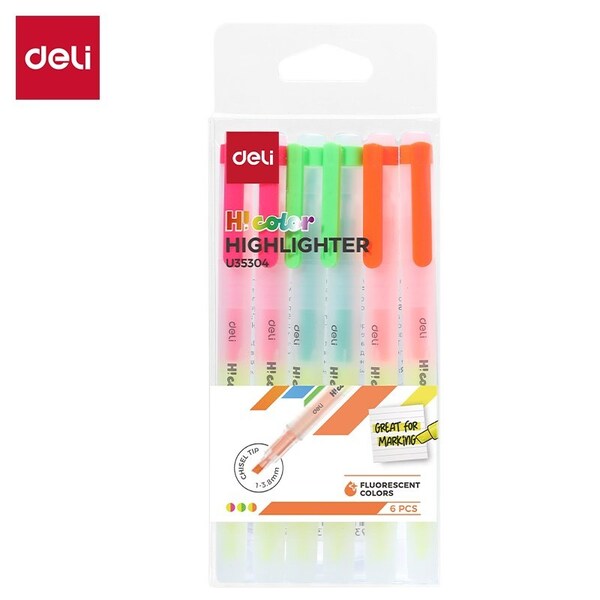 Deli THINK Pen-Style Highlighters, Classic Colors, Chisel Tip, 6PK EU35304 - main