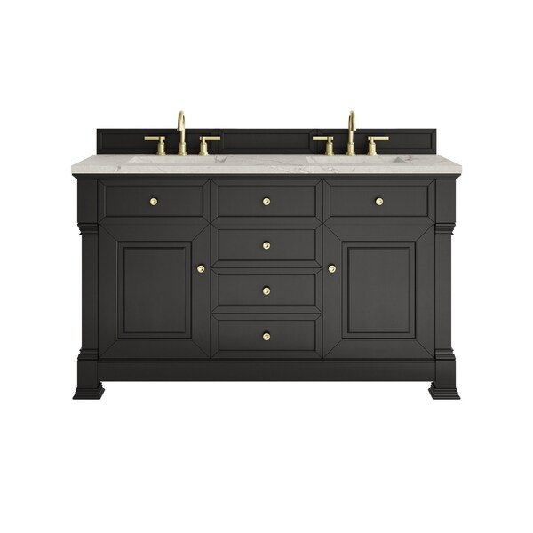 James Martin Vanities Brookfield 60'' D Vanity, Black Onyx w/ Victorian Sil Silestone Top w/FreePower Wireless Charger 547-V60D-BKO-FVSL - main