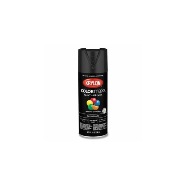 Krylon Industrial COLORmaxx, Paint + Primer Spray Paint, 12 oz, Black, Satin, 6PK 425-K05557007 - main