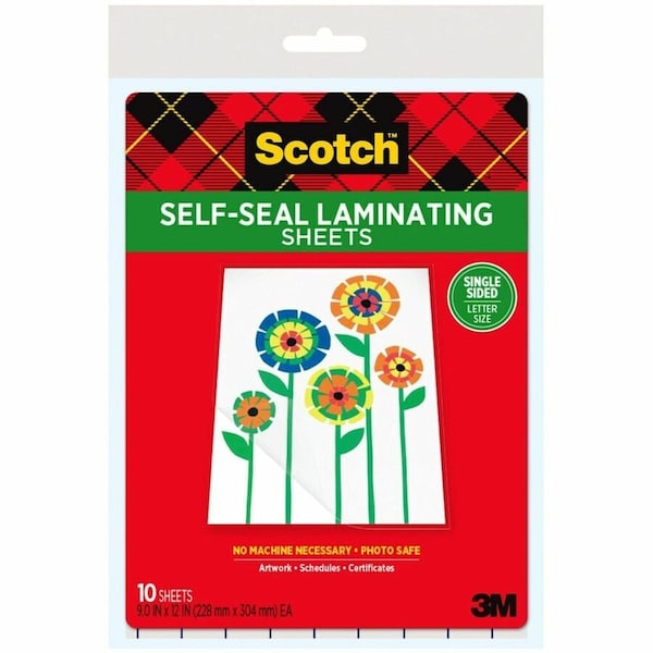 3M Scotch Self-Sealing Laminating Sheets, 6.0 mil, 8 1/2 x 11, 10/Pack LS854SS10 - main
