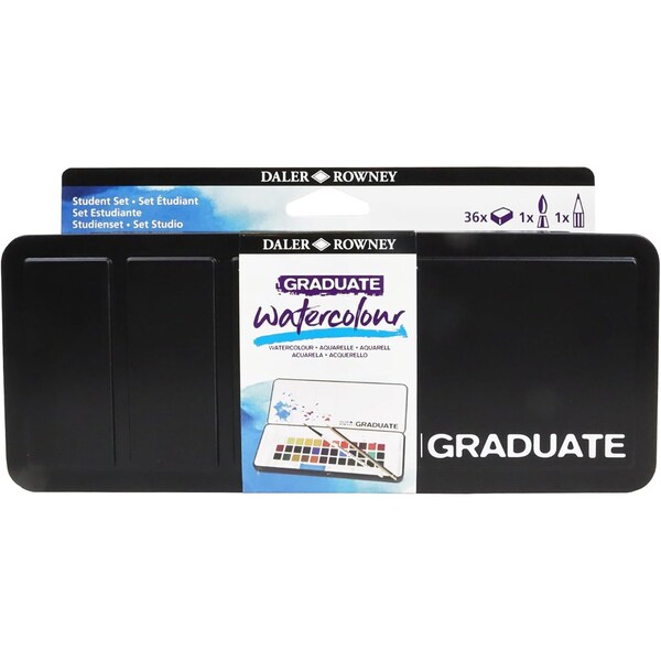 Daler-Rowney Graduate Watercolor Paint Half Pan Travel Set, Assorted Colors, 36-Color Set D135900036 - main