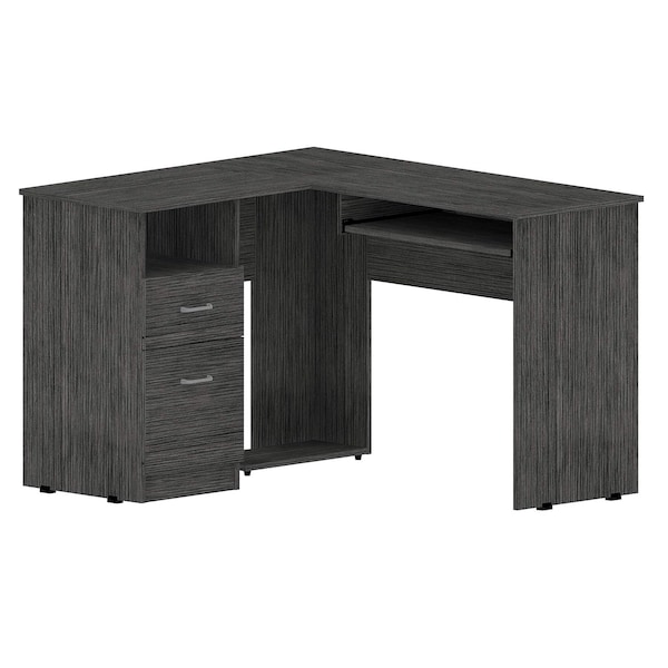 Homeroots 47" Gray L Shape Computer Desk With Two Drawers 403823 - main