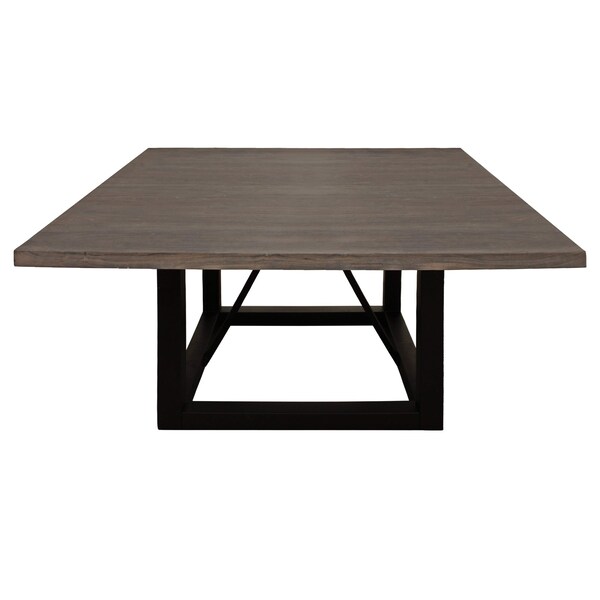 Homeroots 60" Dark Brown and Black Solid Wood and Iron Frame Base Square Dining Table 544750 - main