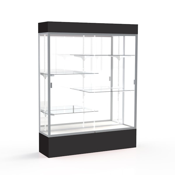Ghent Lighted Floor Display Case 60x80x16, Mirror, Satin 3175MB-SN-BK - main