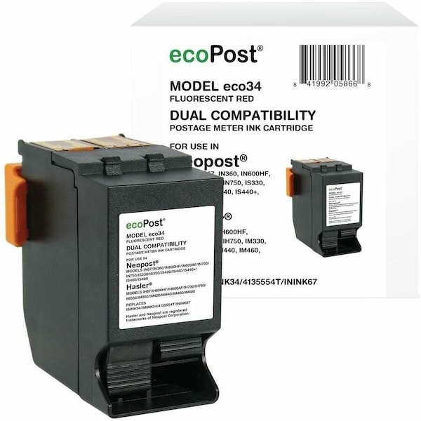 Cig Non-OEM New Postage Meter Red Ink Cartridge for Quadient (NeoPost), Hasler ECO34 - main