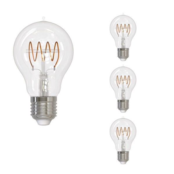 Bulbrite LED Filament 5W, Dimmable A19, Clear Glass, E26 Base, 2100K, 350 Lm, 4PK 862866 - main
