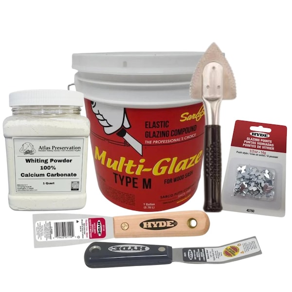 Sarco Putty Multi-Glaze Type M Window Glazing Large Set. Includes: Gallon Window Glazing Putty, Quart Whiting P SSLTM - main