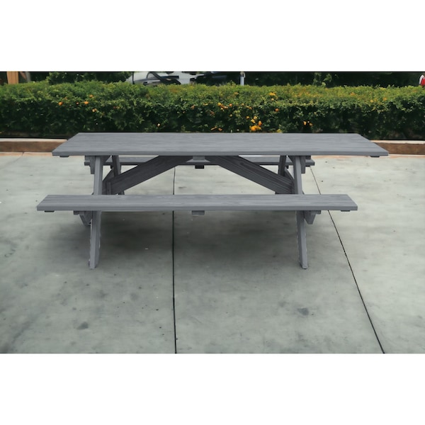 Homeroots 94" Gray Solid Wood Outdoor Picnic Table 525020 - main