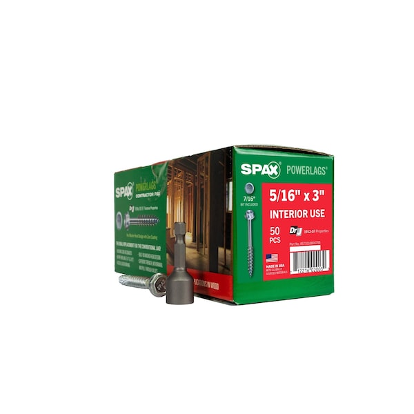 Spax 5/16 in x 3 in Interior Structural Wood Lag Screws Powerlags Hex Head Hex, 50PK 4571010800755 - main