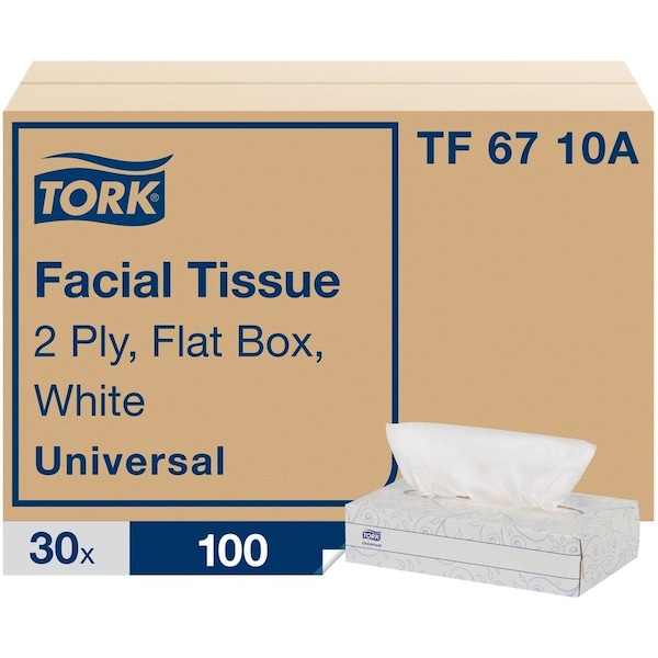 Tork Tork Universal Facial Tissue Flat Box White, Soft, 2-ply, 30 x 100 tissues, TF6710A, PK30 TF6710A - main
