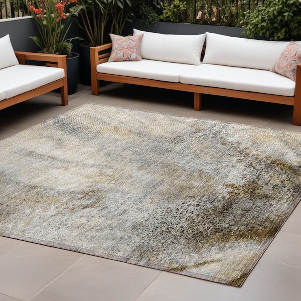 Homeroots 8' X 10' Beige Abstract Washable Non Skid Indoor Outdoor Area Rug 559556 - main