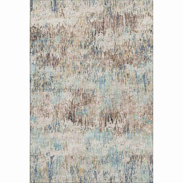 Homeroots 3' X 5' Midnight Ivory And Beige Abstract Washable Indoor Outdoor Area Rug 643577 - main