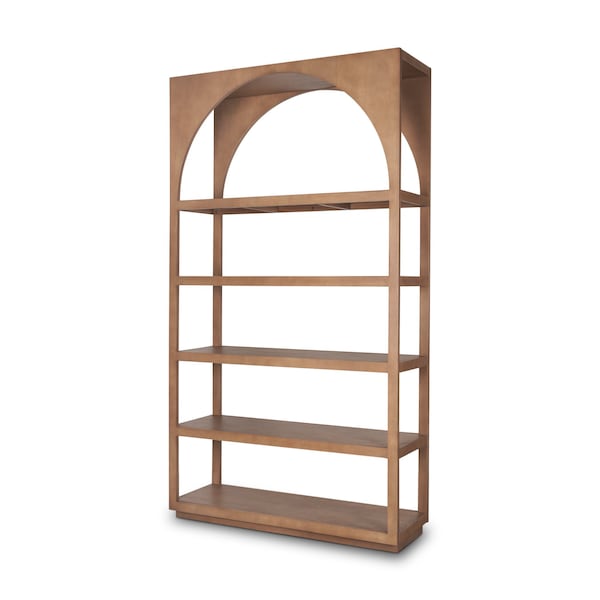 Homeroots 47" Brown Arched Solid Wood Five Tier Bookcase 611033 - main