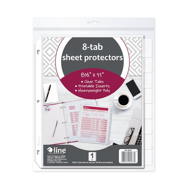 C-Line Products Sheet Protector Set, 8 Tab, Clear, PK8 05587 - main