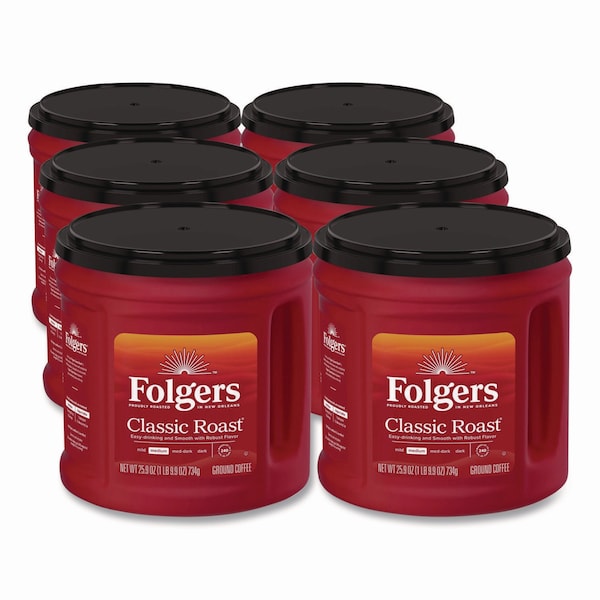 Folgers Coffee, Classic Roast, Ground, 25.9 oz Canister, PK6 2550020421CT - main