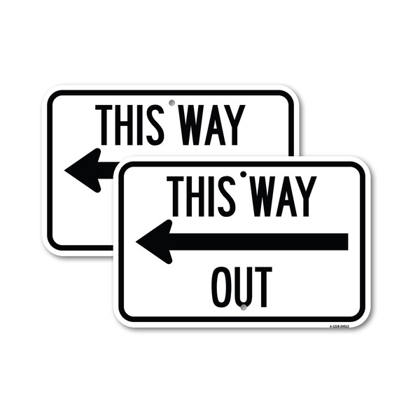 Signmission This Way Out Left Arrow, 18'' X 24'' 2 Signs, Heavy Gauge Aluminum, 2PK A-1824-2PACK-24513 - main