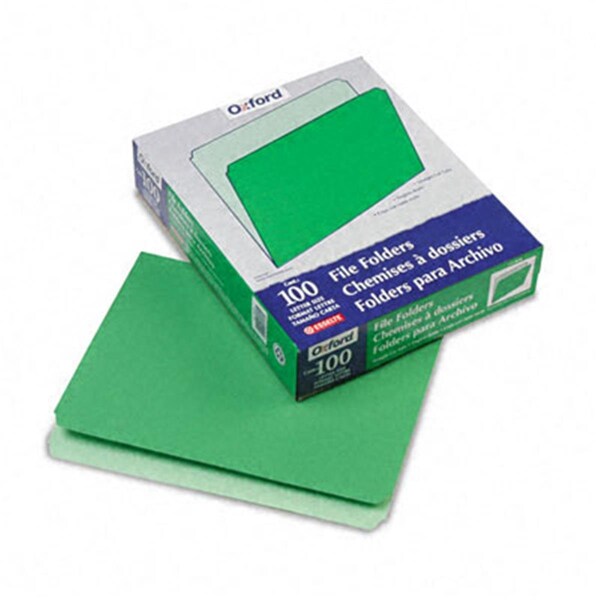 Pendaflex Two-Tone File Folders- Straight Cut- Top Tab- Letter- Green/Light Green, 100PK 152-BGR - main