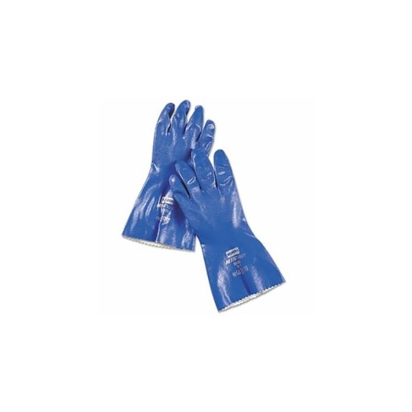 North Nitri-Knit, Supported Nitrile Gloves, Elastic Cuff, Interlock Lined, 10, Blue 068-NK803/10 - main