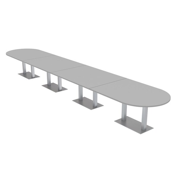 Skutchi Designs Racetrack Conference Table With Power Unit, 48 in W, 264 in L, Grey HAR-RAC-48X264-DOU-U779-NA - main