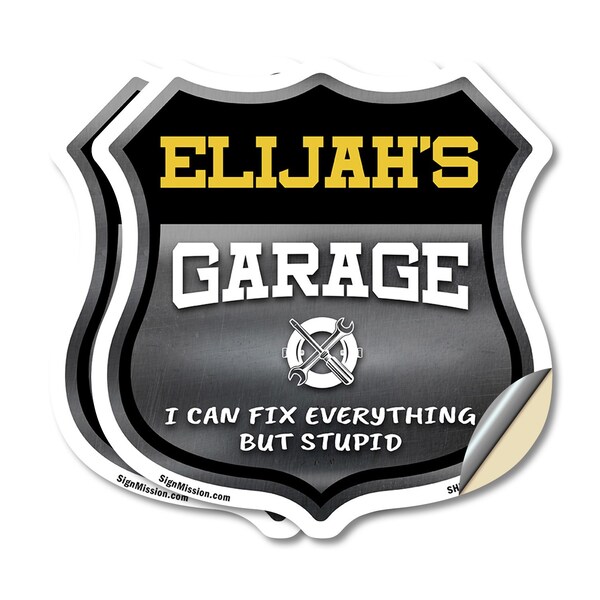 Signmission Elijah's Garage I Can Fix Everything But Stupid, 12 inch X 12 inch, Vinyl Decal, 2PK SHI-D-2PACK-12-490-ELIJAH - main
