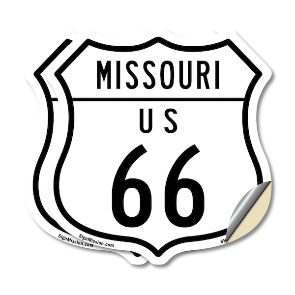 Signmission Missouri Route Marker Shield Sign Us 66, 12 inch X 12 inch, Vinyl Decal, 2PK SHI-D-2PACK-12-386 - main