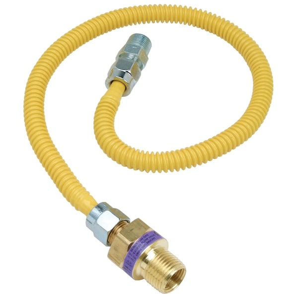 Dormont 3/8'' ODx36'' Coated Stainless Steel Gas Connector 3/8'' MIP, Tapped 1/4'' FIPx1/2'' MIP SmartSense 10C-2131V2TS-36B - main