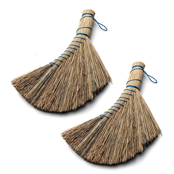 Kings County Set of 2 Natural Straw Whisk Small Hand Broom with Ergonomic Shape for Multi-Surface Cleaning GW45A03-13-2 - main